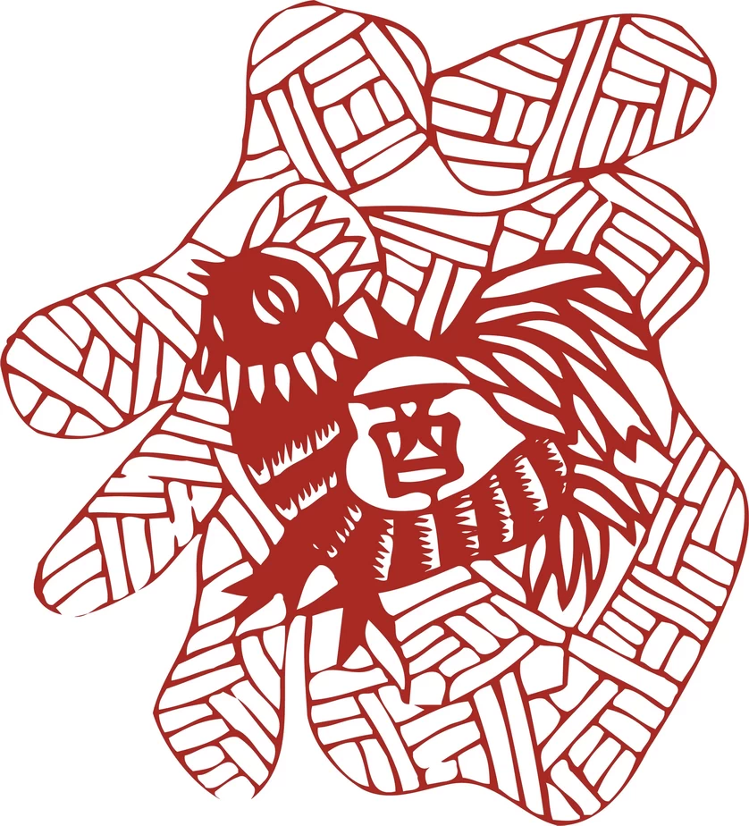 中国风中式传统喜庆民俗人物动物窗花剪纸插画边框AI矢量PNG素材【2641】
